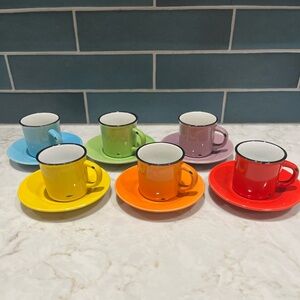 Adorable rainbow Italian Ceramic Espresso Cup Set of 6